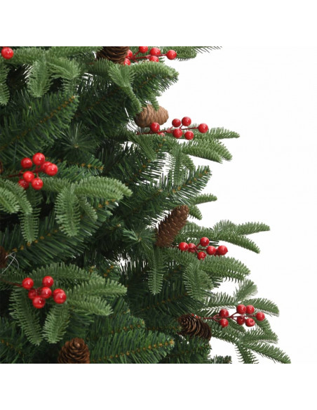 Albero Natale Artificiale Incernierato con Pigne e Bacche 210cm
