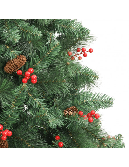 Albero Natale Artificiale Incernierato con Pigne e Bacche 210cm