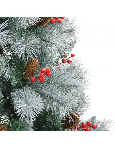 Albero Natale Artificiale Incernierato con Pigne e Bacche 240cm