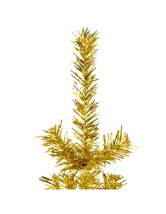 Albero Natale Artificiale Sottile a Metà con Supporto Oro 120cm