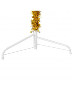 Albero Natale Artificiale Sottile a Metà con Supporto Oro 180cm