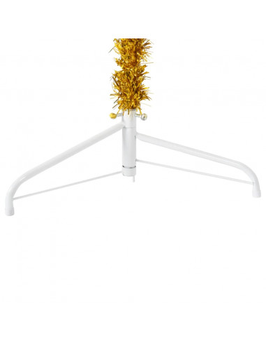 Albero Natale Artificiale Sottile a Metà con Supporto Oro 210cm