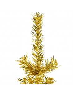 Albero Natale Artificiale Sottile a Metà con Supporto Oro 240cm
