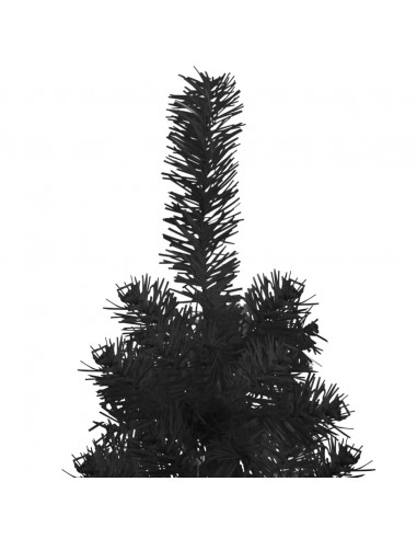 Albero Natale Artificiale Sottile a Metà e Supporto Nero 150 cm