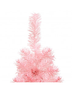 Albero Natale Artificiale Sottile a Metà e Supporto Rosa 120 cm