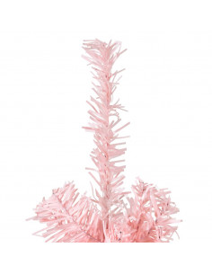 Albero Natale Artificiale Sottile a Metà e Supporto Rosa 240 cm