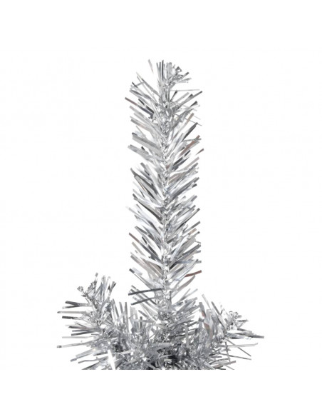 Albero Natale Artificiale Sottile a Metà Supporto Argento 120cm