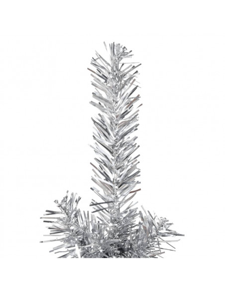 Albero Natale Artificiale Sottile a Metà Supporto Argento 180cm