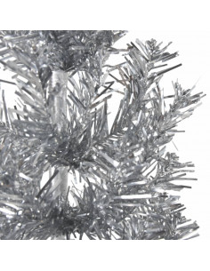 Albero Natale Artificiale Sottile a Metà Supporto Argento 210cm