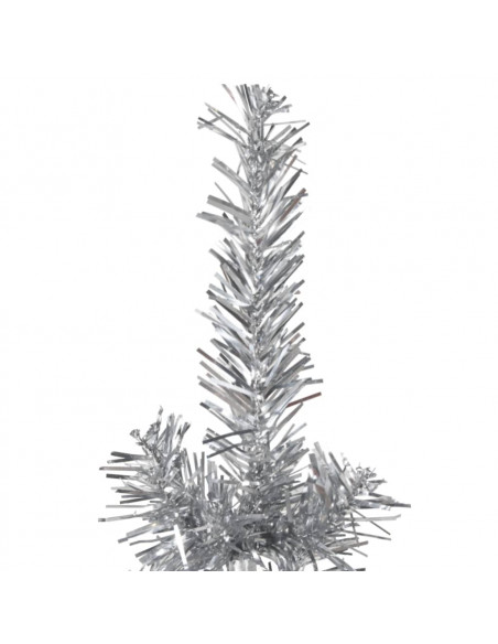 Albero Natale Artificiale Sottile a Metà Supporto Argento 240cm