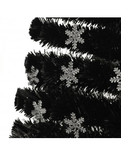 Albero Natale con Fiocchi di Neve a LED Nero 150cm Fibra Ottica