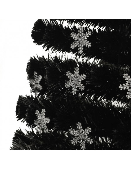 Albero Natale con Fiocchi di Neve a LED Nero 150cm Fibra Ottica