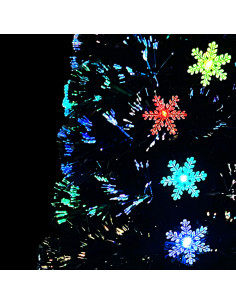 Albero Natale con Fiocchi di Neve a LED Nero 210cm Fibra Ottica