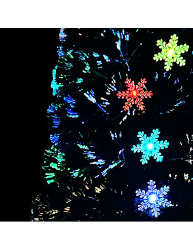 Albero Natale con Fiocchi di Neve a LED Nero 210cm Fibra Ottica