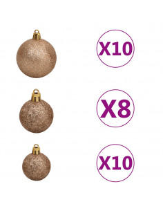 Albero Natale Incernierato con 300 LED e Palline 210 cm