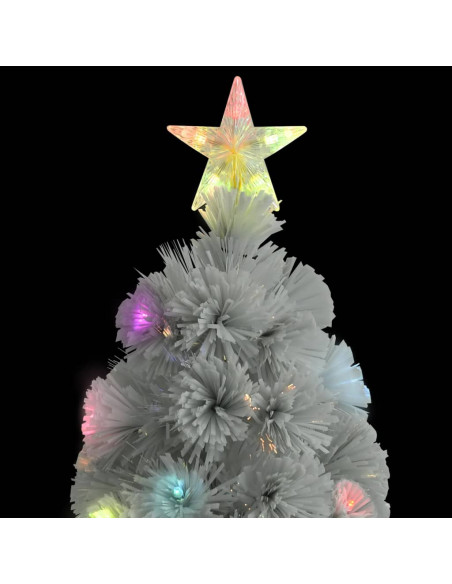 Albero Natale Preilluminato Bianco 150 cm in Fibra Ottica