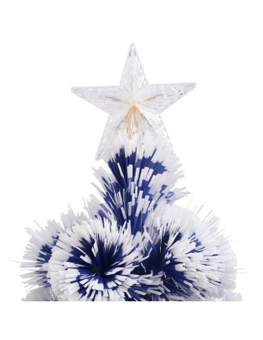 Albero Natale Preilluminato Bianco e Blu 210 cm in Fibra Ottica