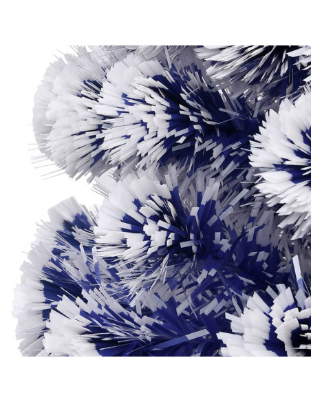 Albero Natale Preilluminato Bianco e Blu 64 cm in Fibra Ottica