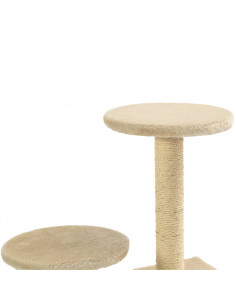Albero per Gatti con Pali Tiragraffi in Sisal 60 cm Beige