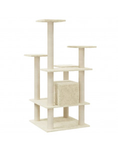 Albero per Gatti con Pali Tiragraffi in Sisal Crema 110 cm
