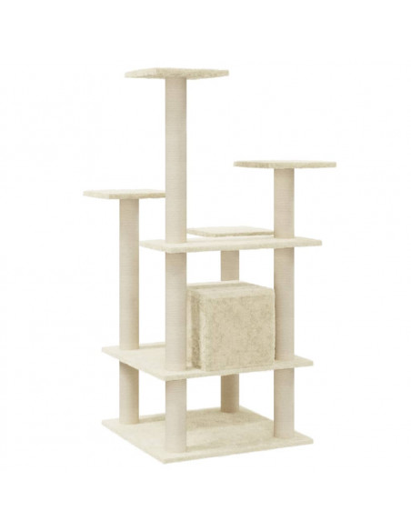 Albero per Gatti con Pali Tiragraffi in Sisal Crema 110 cm