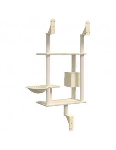 Albero per Gatti con Tiragraffi a Parete Crema 153 cm
