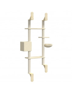 Albero per Gatti con Tiragraffi a Parete Crema 180 cm