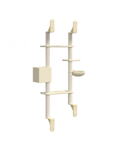 Albero per Gatti con Tiragraffi a Parete Crema 180 cm
