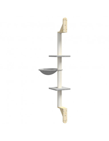 Albero per Gatti con Tiragraffi a Parete Grigio Chiaro 142,5 cm