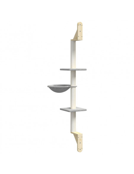 Albero per Gatti con Tiragraffi a Parete Grigio Chiaro 142,5 cm