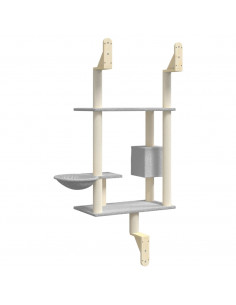Albero per Gatti con Tiragraffi a Parete Grigio Chiaro 153 cm
