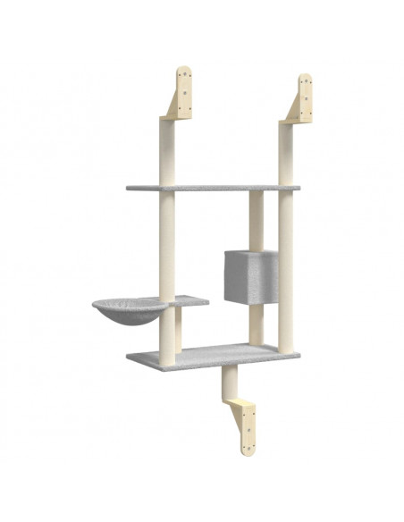 Albero per Gatti con Tiragraffi a Parete Grigio Chiaro 153 cm
