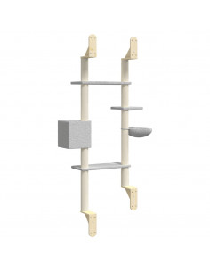 Albero per Gatti con Tiragraffi a Parete Grigio Chiaro 180 cm