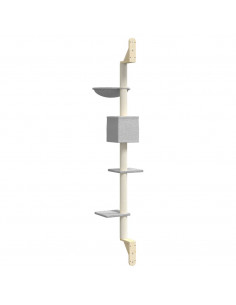 Albero per Gatti con Tiragraffi a Parete Grigio Chiaro 187 cm
