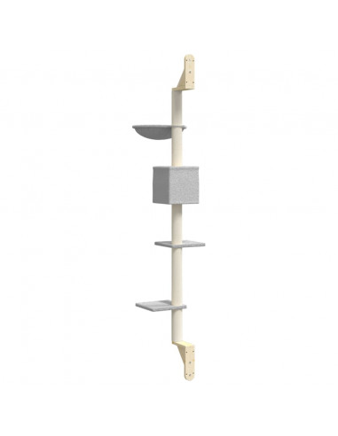 Albero per Gatti con Tiragraffi a Parete Grigio Chiaro 187 cm