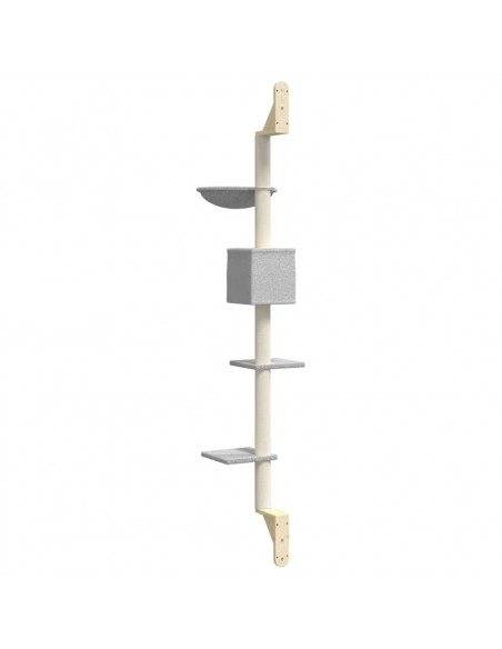 Albero per Gatti con Tiragraffi a Parete Grigio Chiaro 187 cm