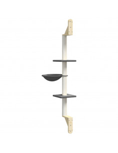 Albero per Gatti con Tiragraffi a Parete Grigio Scuro 142,5 cm
