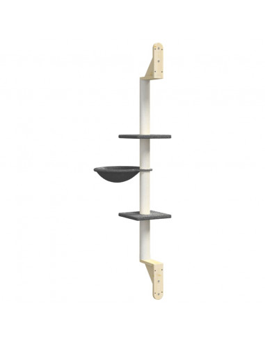 Albero per Gatti con Tiragraffi a Parete Grigio Scuro 142,5 cm