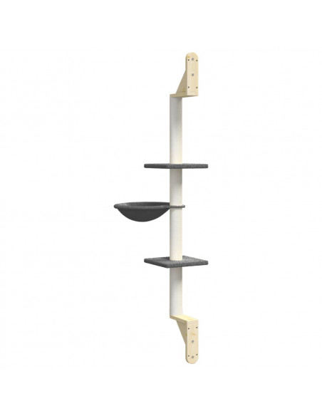 Albero per Gatti con Tiragraffi a Parete Grigio Scuro 142,5 cm