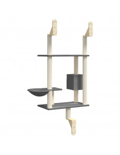 Albero per Gatti con Tiragraffi a Parete Grigio Scuro 153 cm