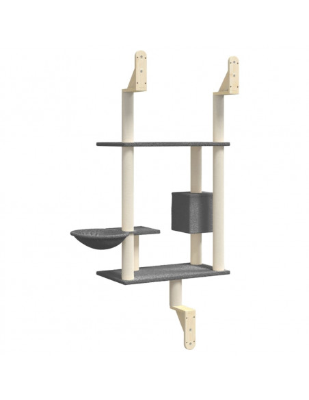 Albero per Gatti con Tiragraffi a Parete Grigio Scuro 153 cm