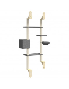 Albero per Gatti con Tiragraffi a Parete Grigio Scuro 180 cm