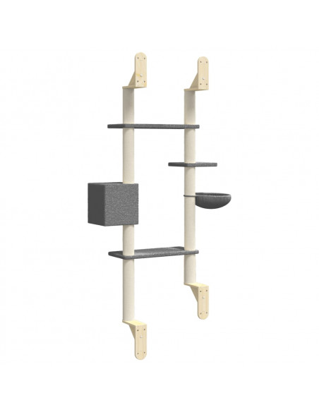 Albero per Gatti con Tiragraffi a Parete Grigio Scuro 180 cm