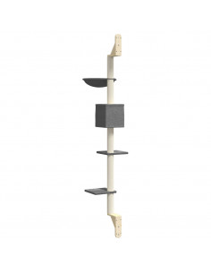 Albero per Gatti con Tiragraffi a Parete Grigio Scuro 187 cm