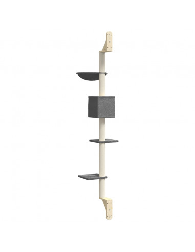 Albero per Gatti con Tiragraffi a Parete Grigio Scuro 187 cm