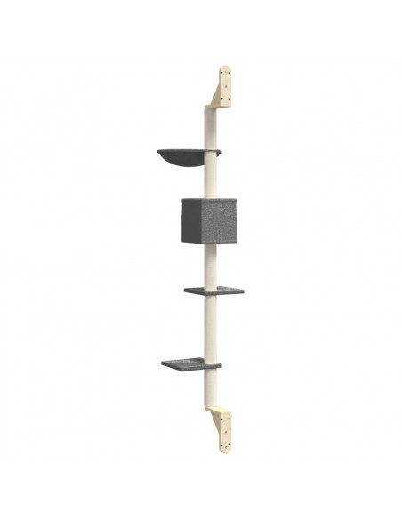 Albero per Gatti con Tiragraffi a Parete Grigio Scuro 187 cm