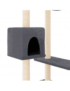 Albero per Gatti con Tiragraffi Grigio Scuro 82 cm