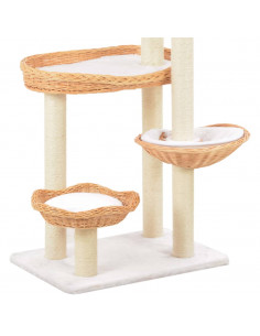 Albero per Gatti con Tiragraffi in Legno di Salice Naturale