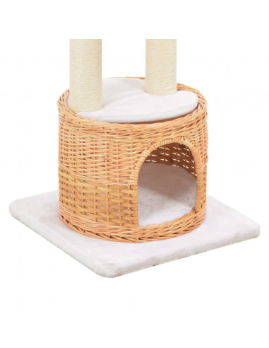 Albero per Gatti con Tiragraffi in Legno di Salice Naturale