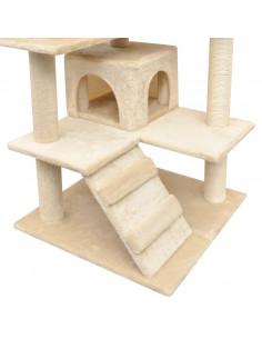 Albero per Gatti con Tiragraffi in Sisal 125 cm Beige